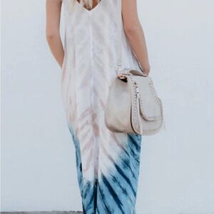 Kenoce NWT Women’s Maxi Tie Dye Sleeveless Dress Size L boho hippie beach cruise
